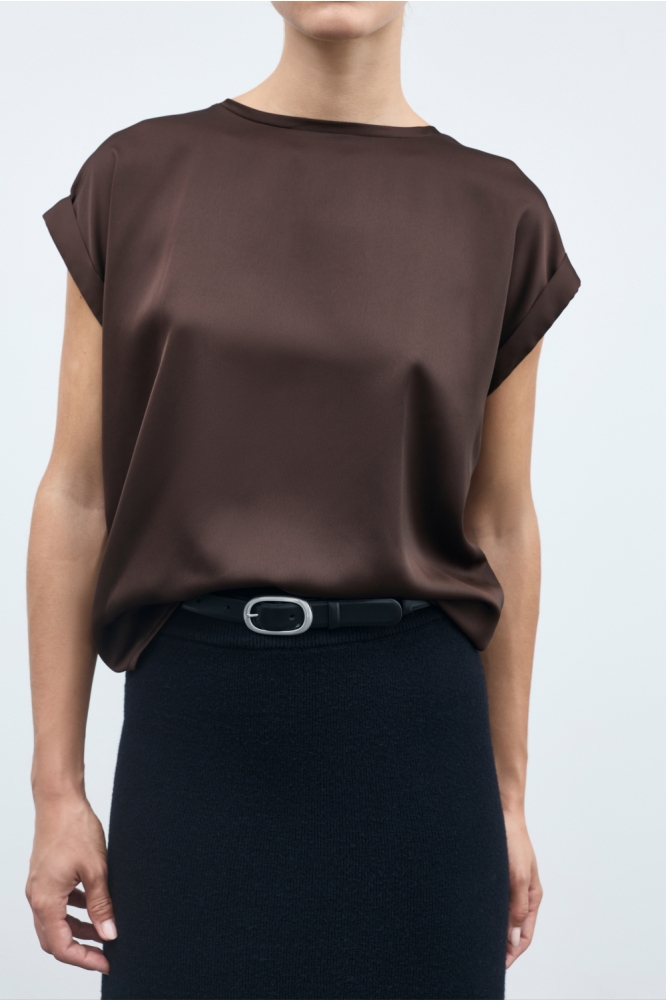 Vila bruine dames t-shirt | Close up