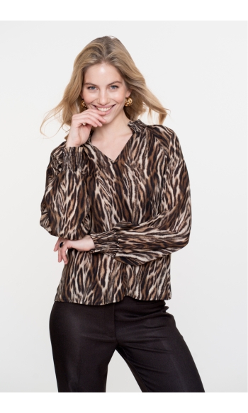 LEOPARD T SHIRT MET SMOCK DETAILS 53646 20 000735 CAMEL/BLACK