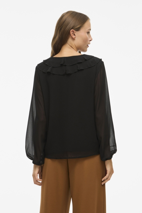 Vila zwarte dames t-shirt | Model achteraanzicht