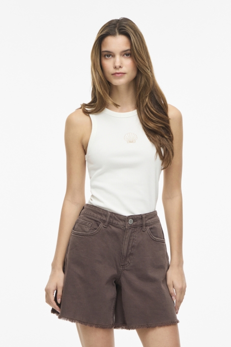 Vila witte dames top | Model vooraanzicht