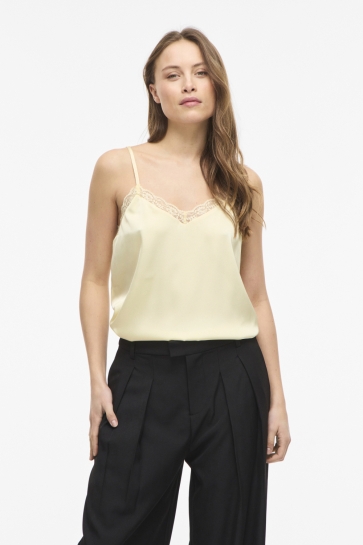 Vila Top VIENNA RAVENNA LACE SINGLET NOOS 14117580 PASTEL YELLOW