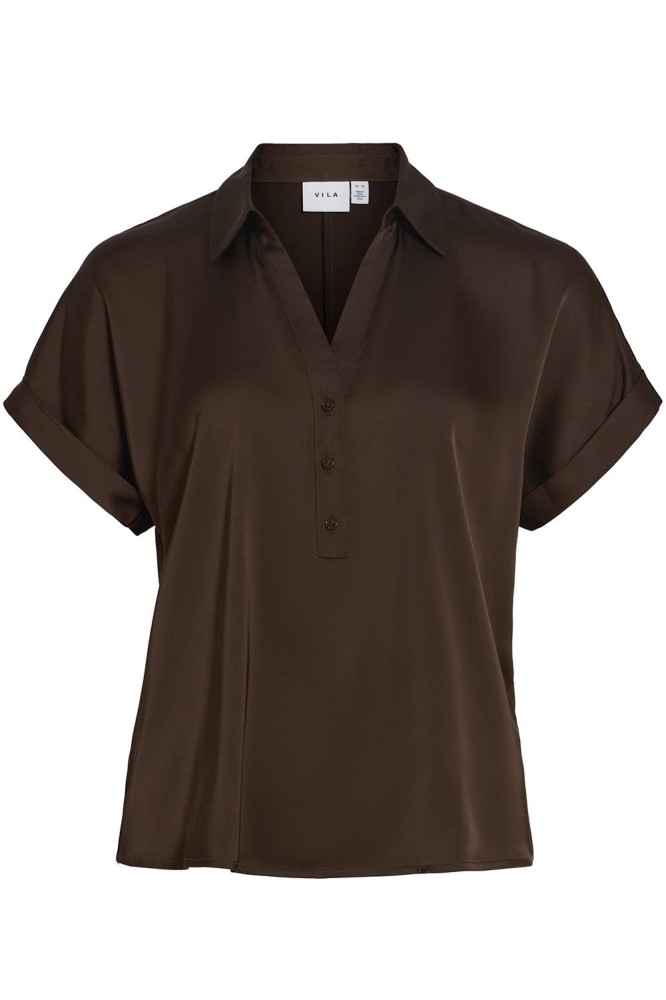 Vila bruine dames t-shirt | Vooraanzicht