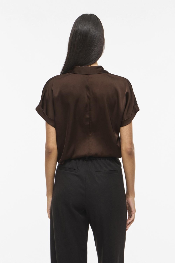 Vila bruine dames t-shirt | Model achteraanzicht