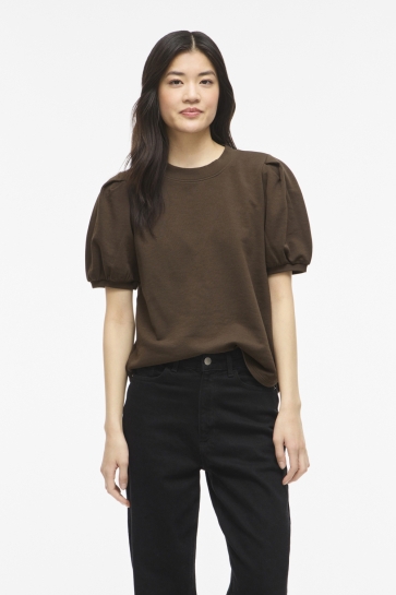 Vila T-shirt VIHARISA CREW NECK 2/4 SWEAT TOP/PB 14115674 Slate Black