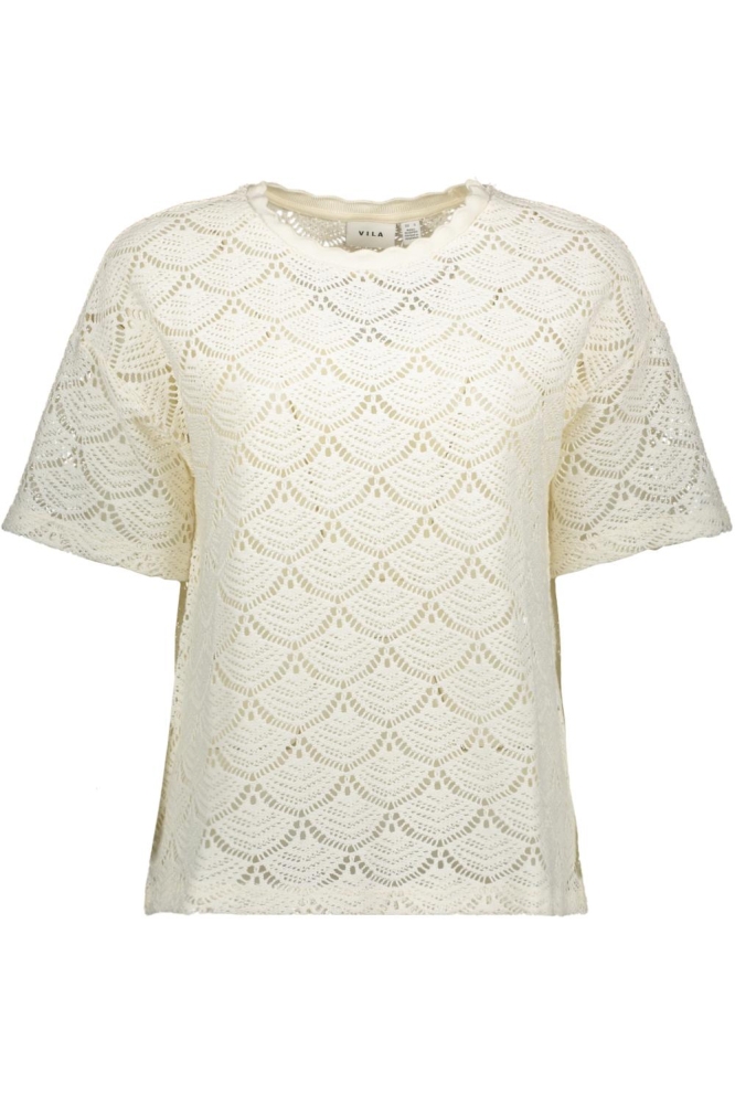 Vila beige dames t-shirt | Vooraanzicht