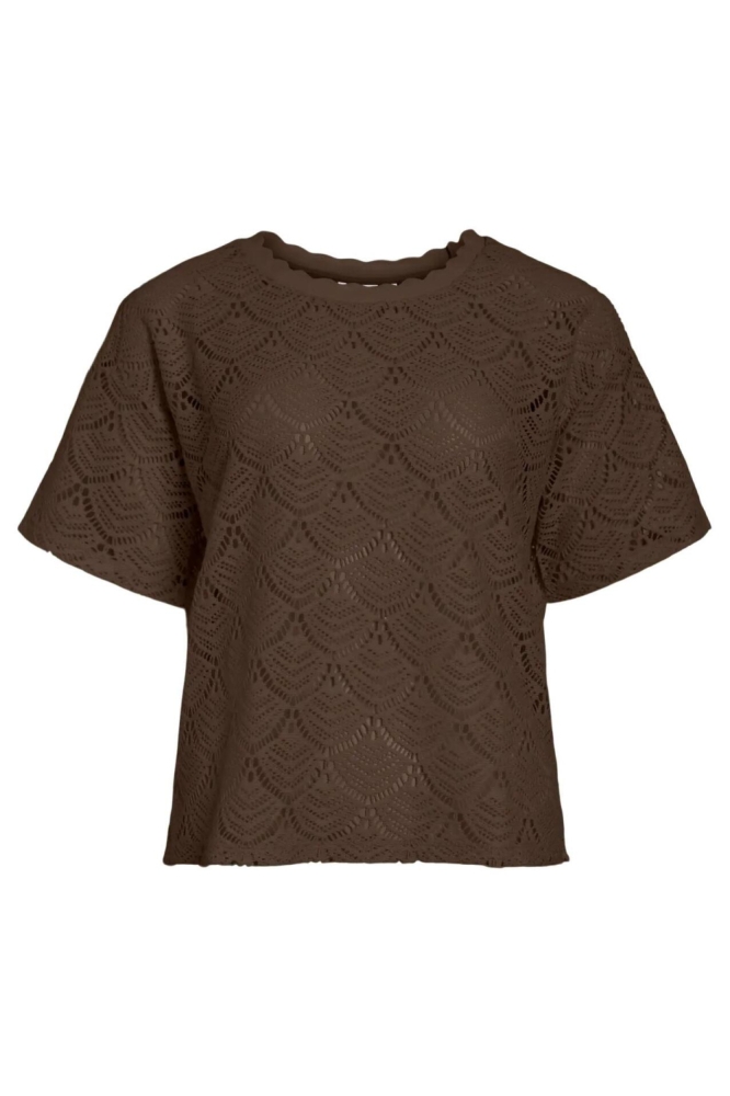 Vila bruine dames t-shirt | Vooraanzicht