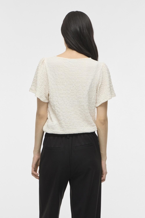 Vila ecru dames t-shirt | Model achteraanzicht