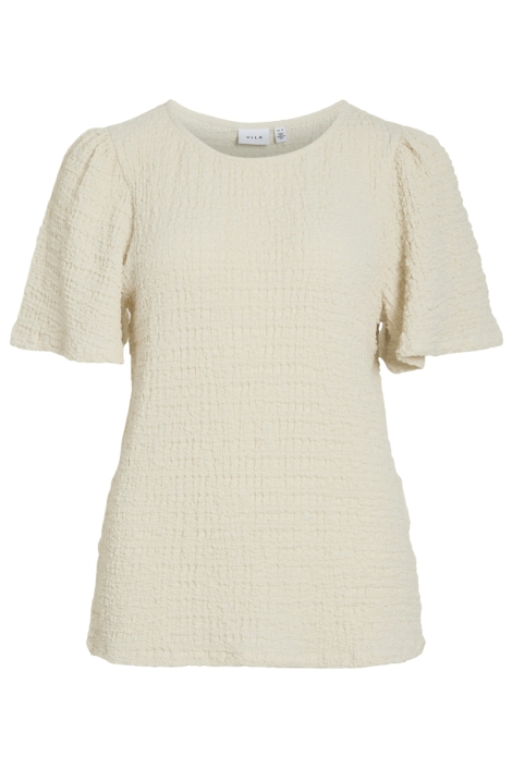 Vila ecru dames t-shirt | Vooraanzicht