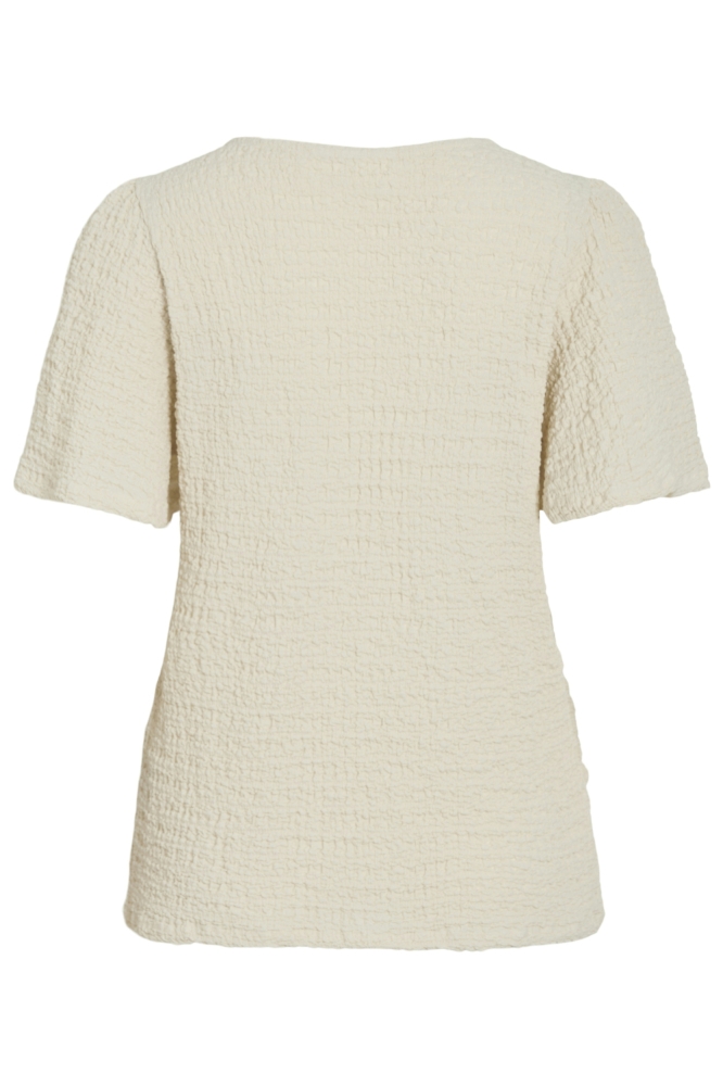 Vila ecru dames t-shirt | Achteraanzicht