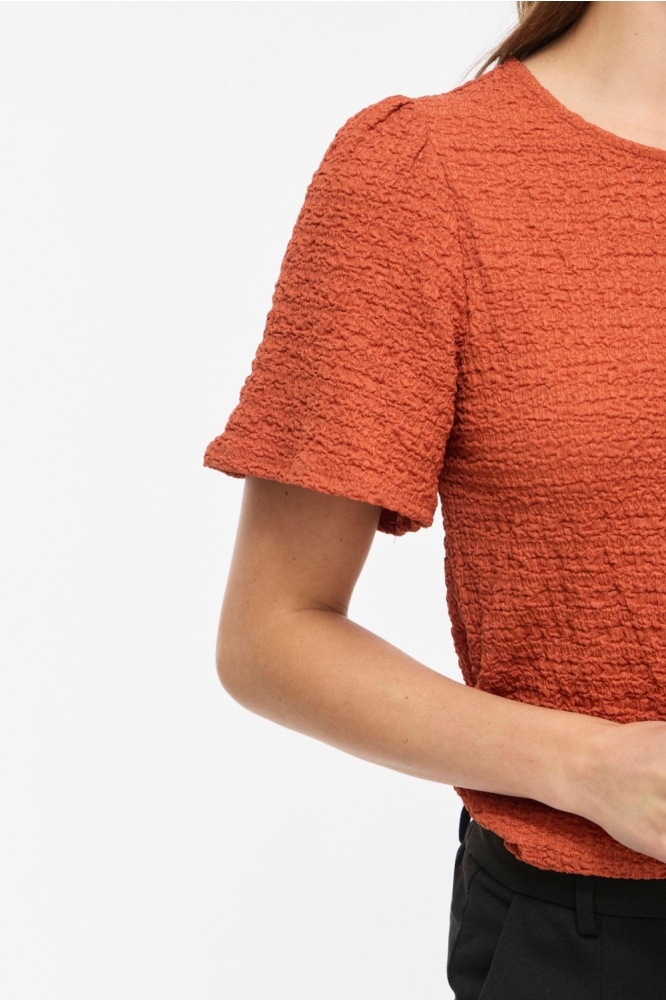 Vila oranje dames t-shirt | Close up