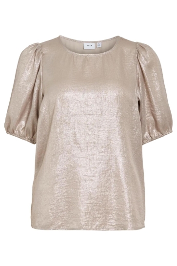 Vila T-shirt VIMETALLA O-NECK 2/4 TOP/RC 14115883 Birch/GOLD