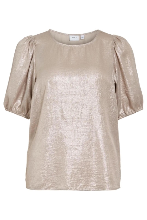 Vila beige dames t-shirt | Vooraanzicht