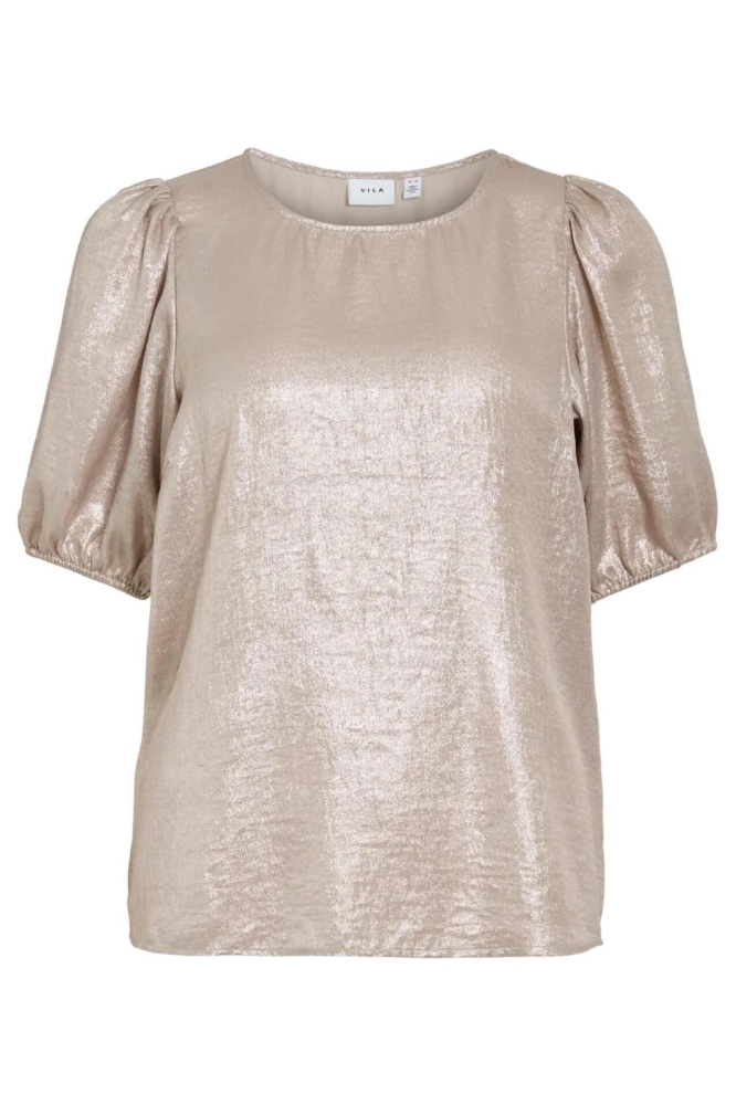 Vila beige dames t-shirt | Vooraanzicht
