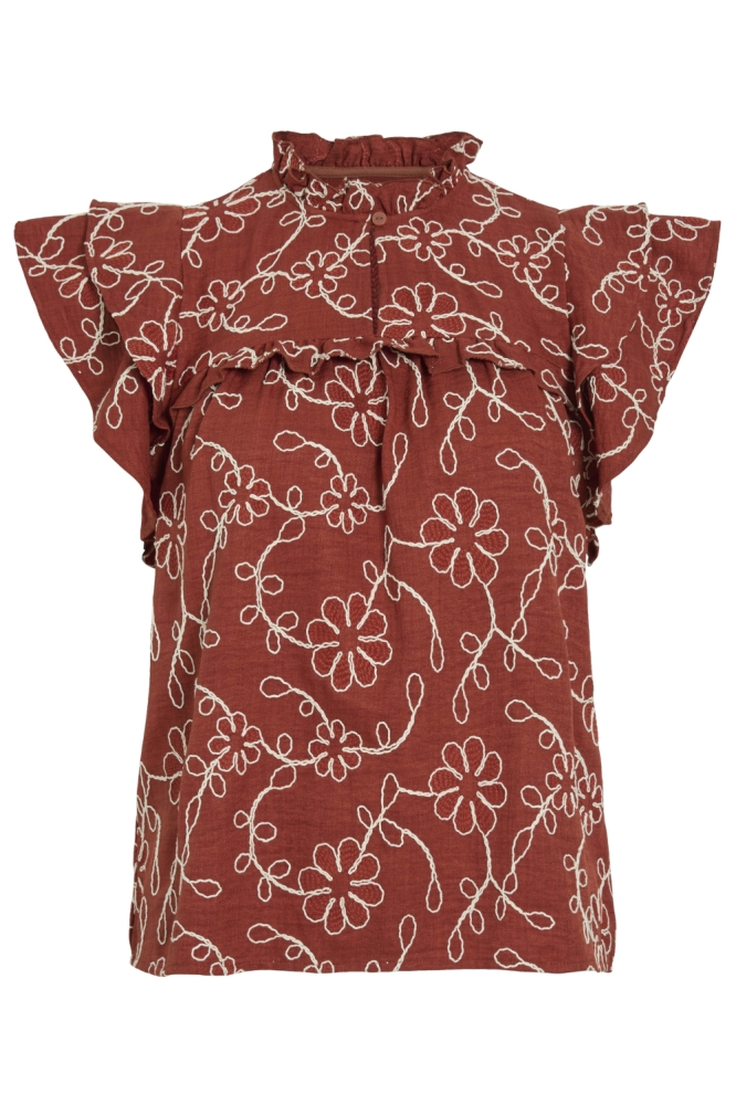Vila oranje dames blouse | Vooraanzicht