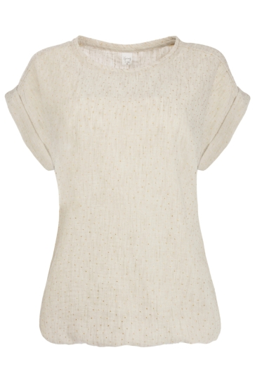 NED T-shirt BRISIA W LINEN LOOK HOTFIX WOVEN 26S5 U473 02 Sand