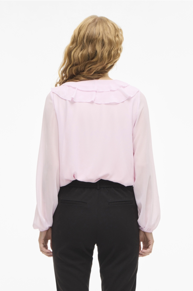 Vila roze dames blouse | Model achteraanzicht