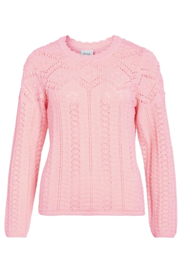 Vila VININIA O-NECK L/S KNIT TOP/PB 14113302 CHERRY BLOSSOM