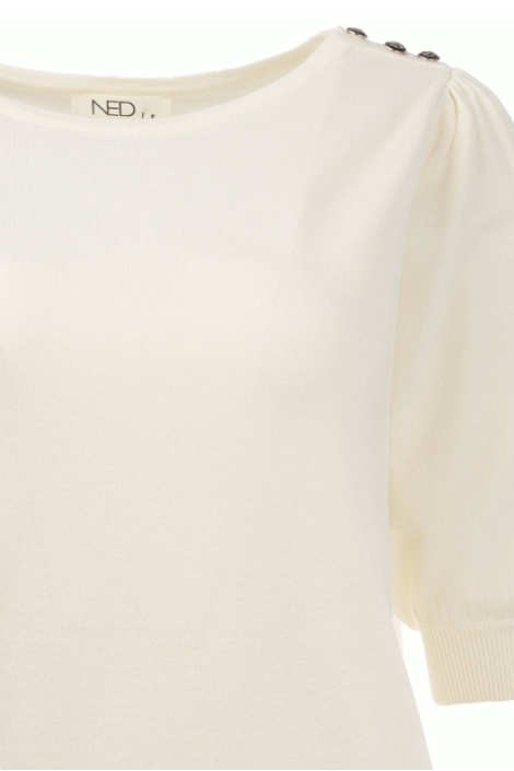 NED ecru dames t-shirt | Close up