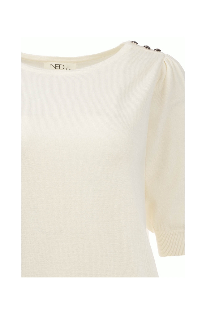 NED ecru dames t-shirt | Close up