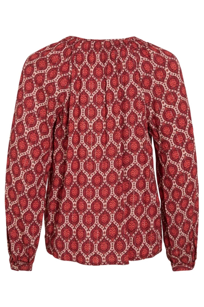 Vila rode dames blouse | Achteraanzicht