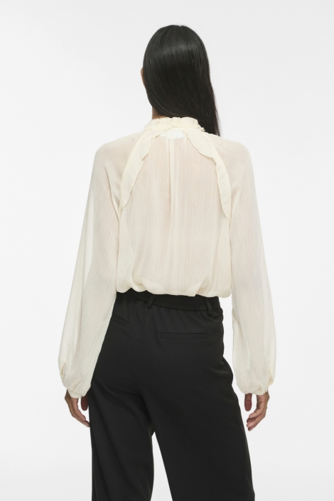 Vila beige dames blouse | Model achteraanzicht