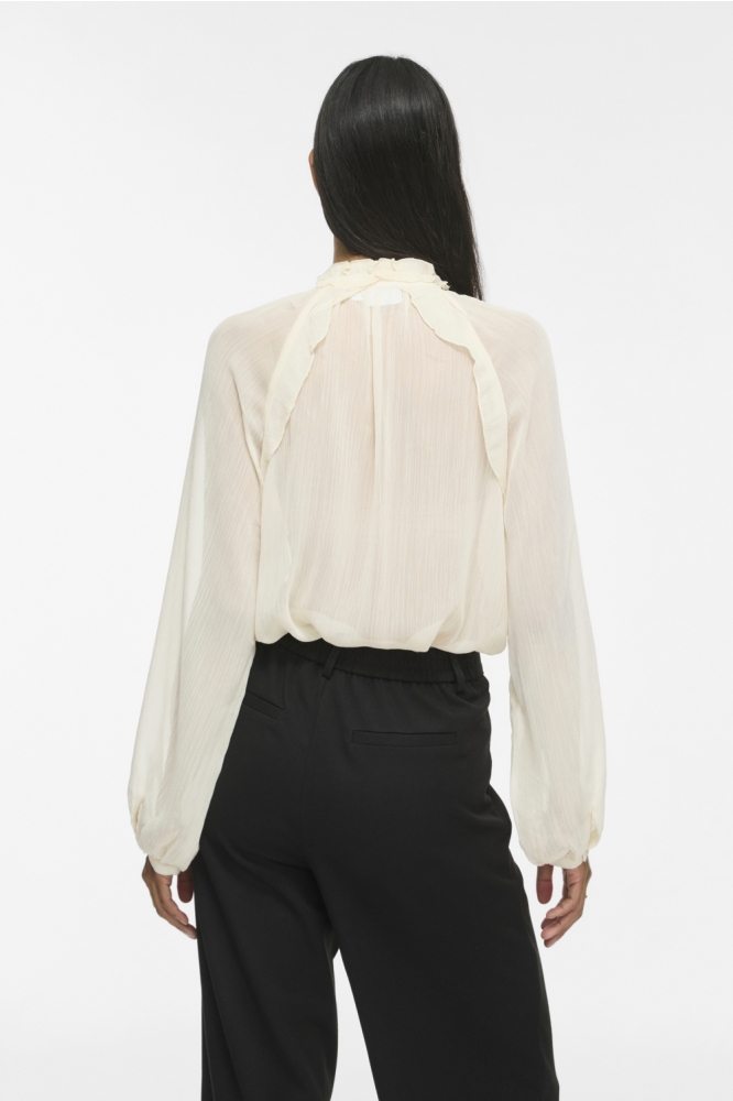 Vila beige dames blouse | Model achteraanzicht