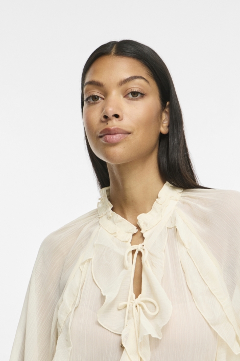 Vila beige dames blouse | Close up
