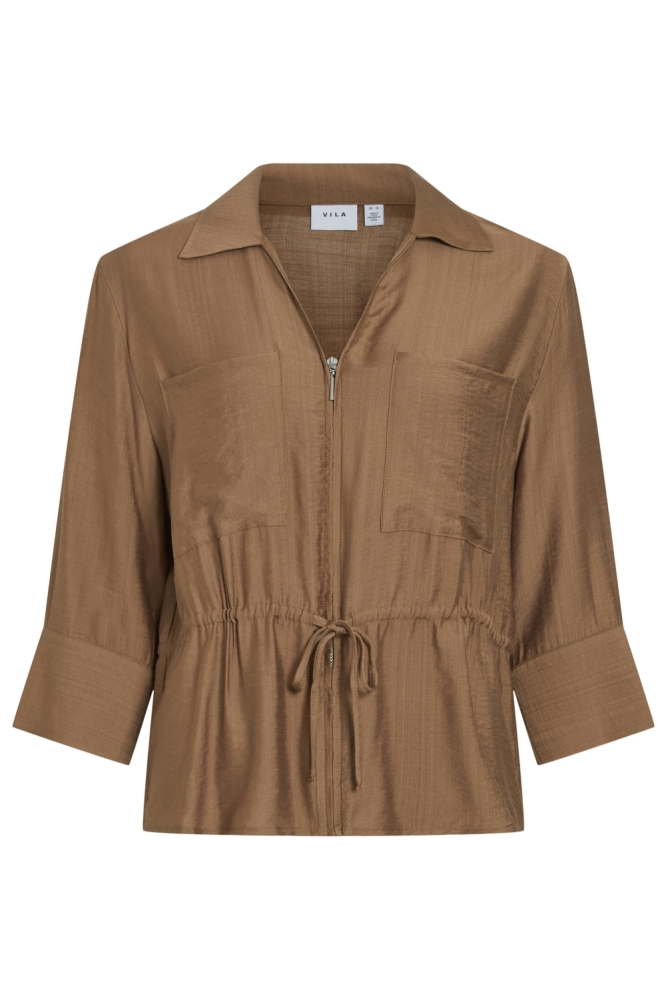 Vila bruine dames blouse | Vooraanzicht