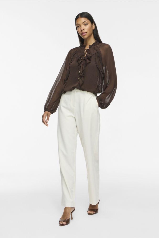 Vila bruine dames blouse | Model vooraanzicht