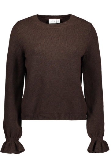 Vila Trui VICHIRI L/S O-NECK KNIT TOP/VOL/PB/ 14119684 COFFEE BEAN