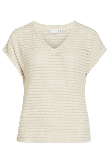 Vila T-shirt VILOGAN V-NECK C/S TOP/RC 14116775 BIRCH