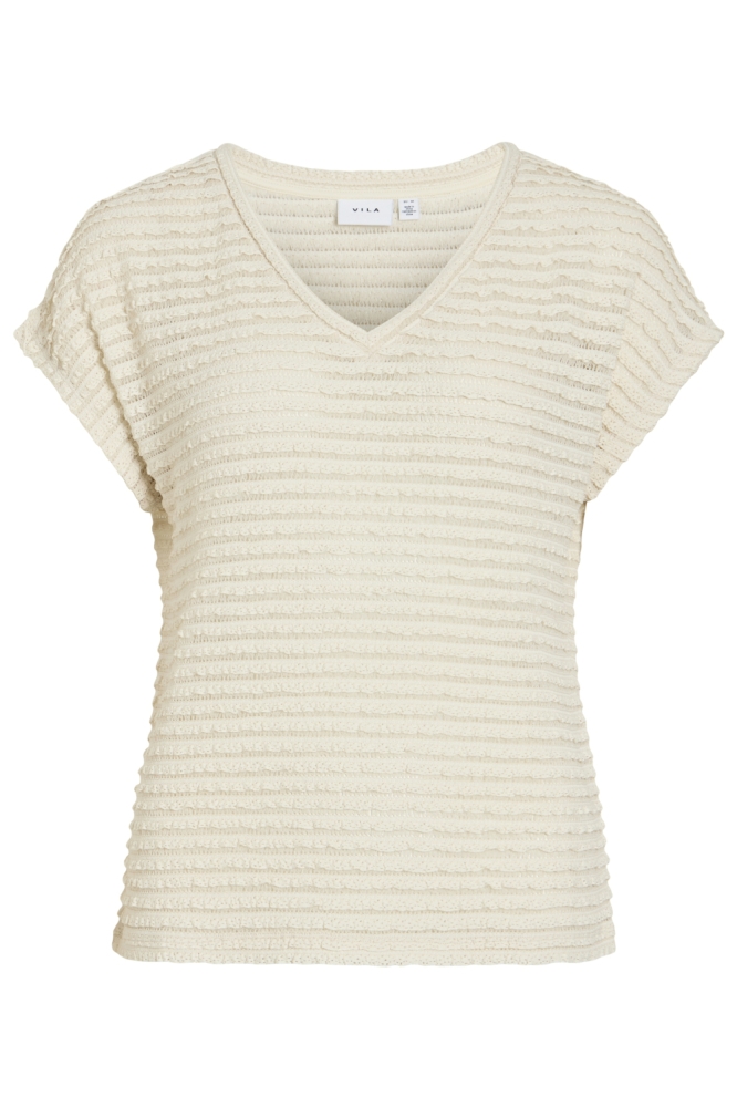 Vila beige dames t-shirt | Vooraanzicht
