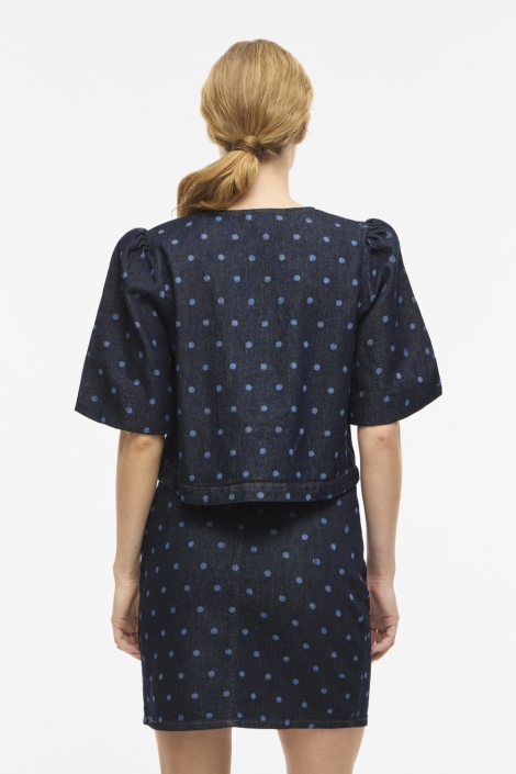 Vila blauwe dames blouse | Model achteraanzicht