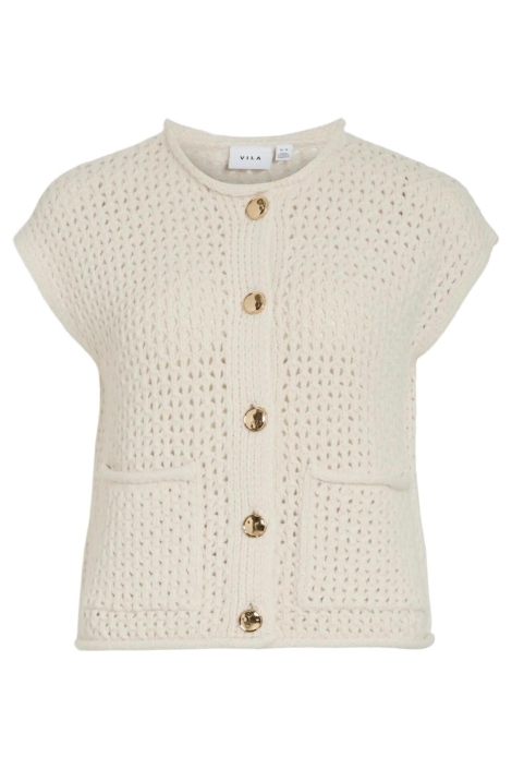 Vila beige dames gilet | Vooraanzicht