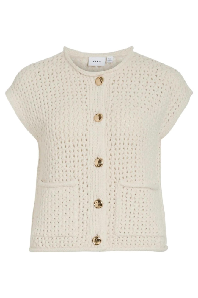 Vila beige dames gilet | Vooraanzicht