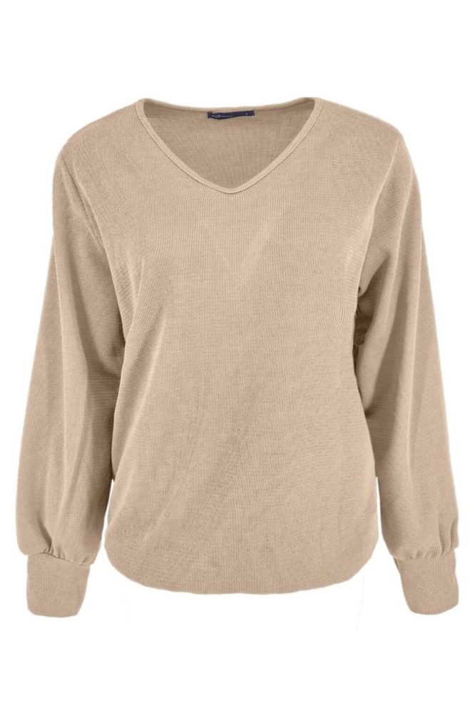 FOS Amsterdam beige dames t-shirt | Vooraanzicht