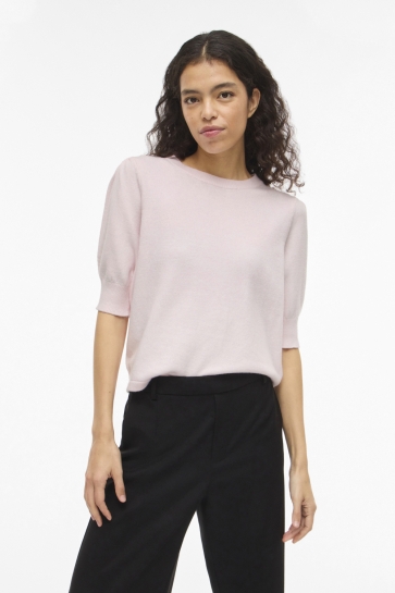 Vila T-shirt VIRIL 2/4 SLEEVE O-NECK KNIT TOP - 14105306 Cherry Blossom/LIGHT MELA