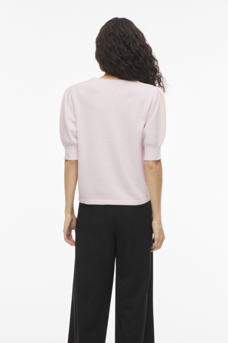 Vila roze dames t-shirt | Model achteraanzicht