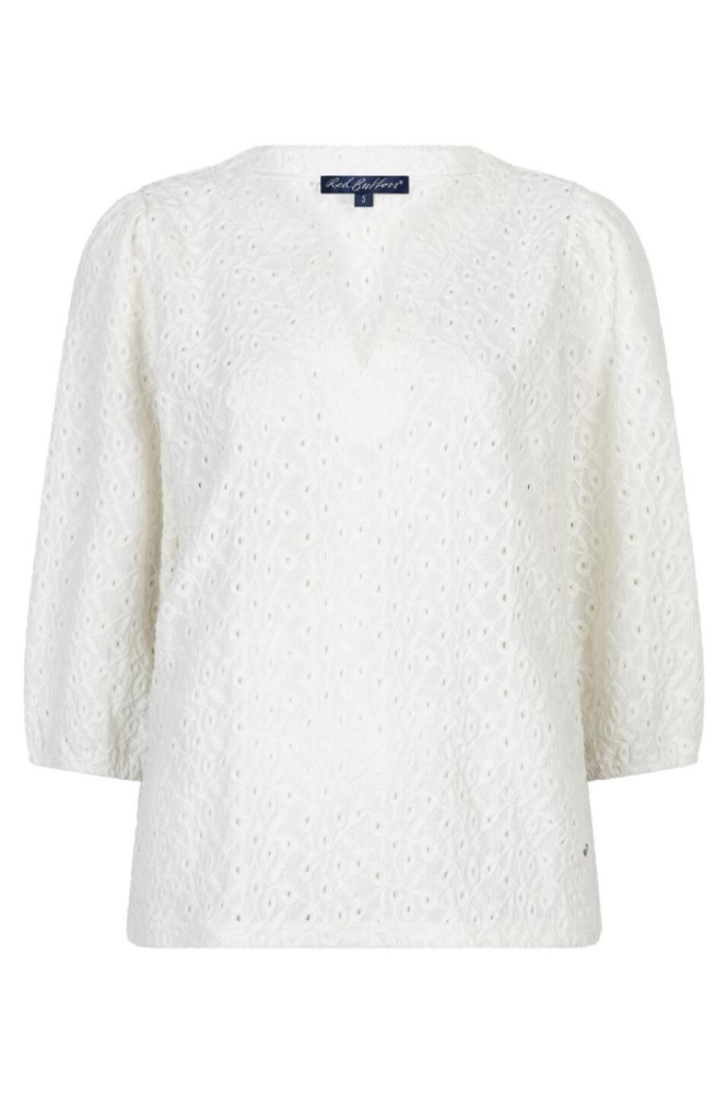 Red Button ecru dames blouse | Vooraanzicht