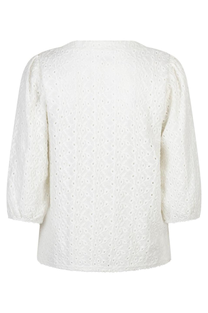 Red Button ecru dames blouse | Achteraanzicht