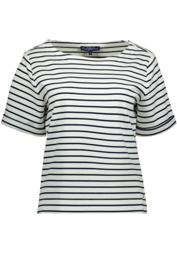 Red Button terry stripe short sleeve Wit