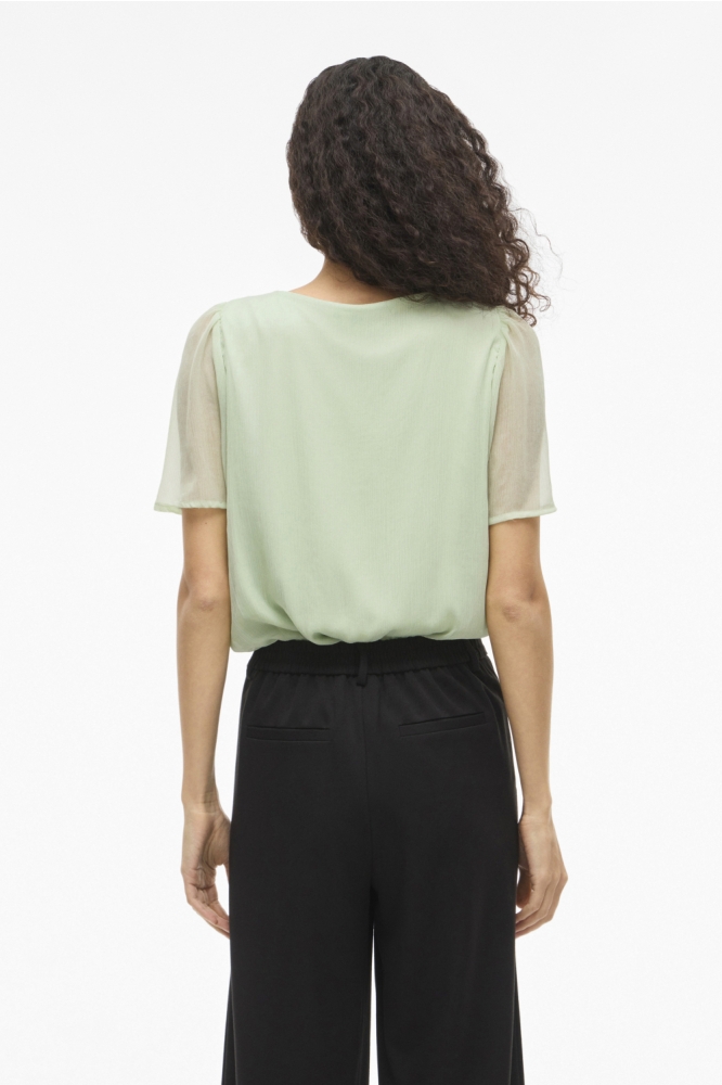 Vila groene dames t-shirt | Model achteraanzicht