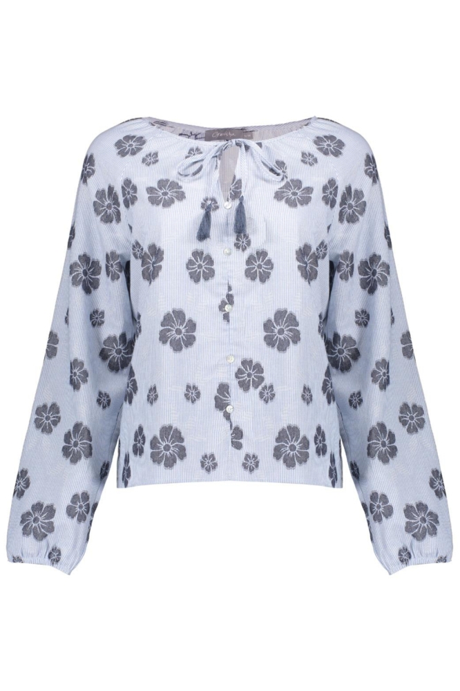 Geisha blauwe dames blouse | Vooraanzicht