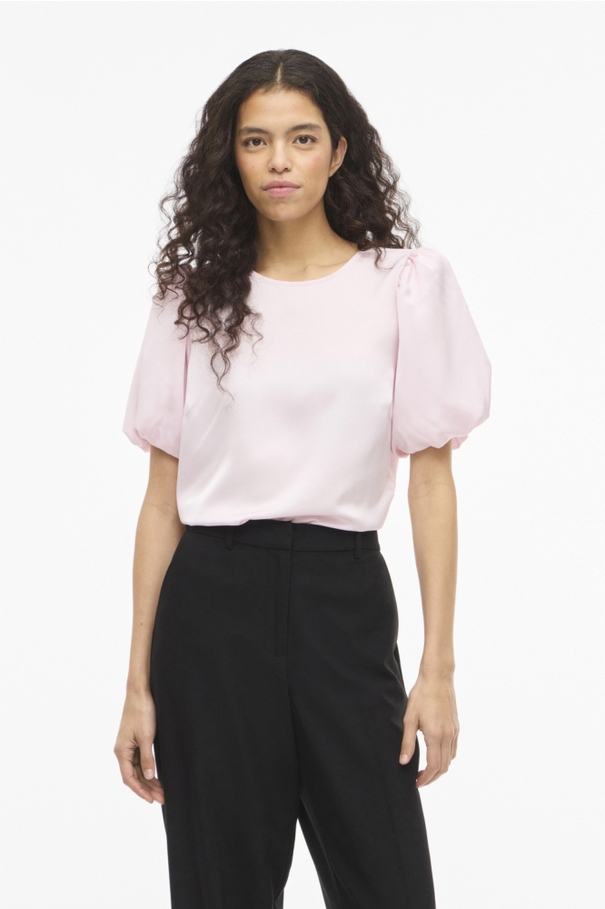 Vila roze dames t-shirt | Model vooraanzicht