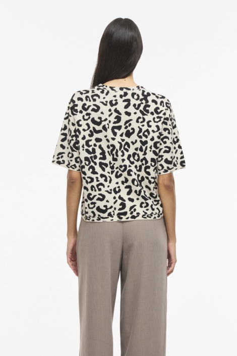 Vila beige dames t-shirt | Model achteraanzicht