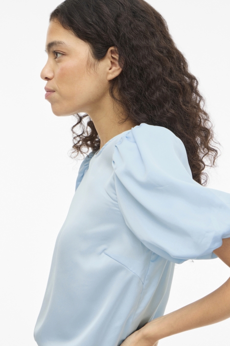 Vila blauwe dames t-shirt | Close up