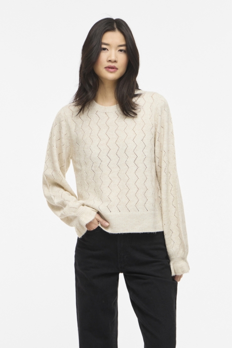 Vila beige dames trui | Model vooraanzicht