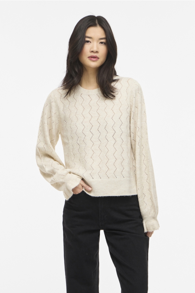 Vila beige dames trui | Model vooraanzicht