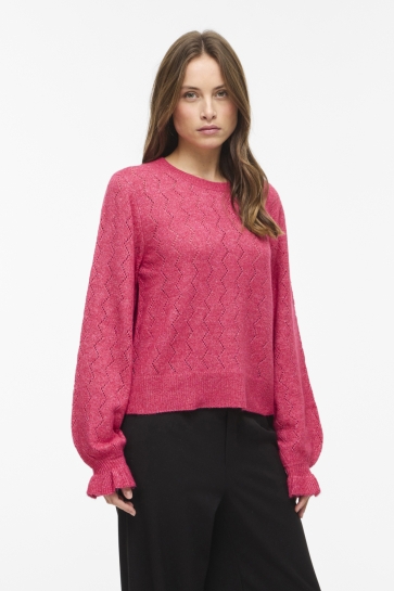 Vila visalsa o-neck l/s knit top/tes Roze