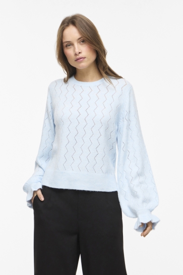 Vila VISALSA O-NECK L/S KNIT TOP/TES 14113248 Nantucket Breeze